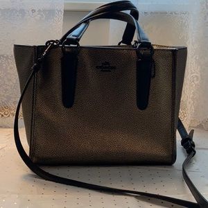 Coach black and bronze satchel beautiful leather
